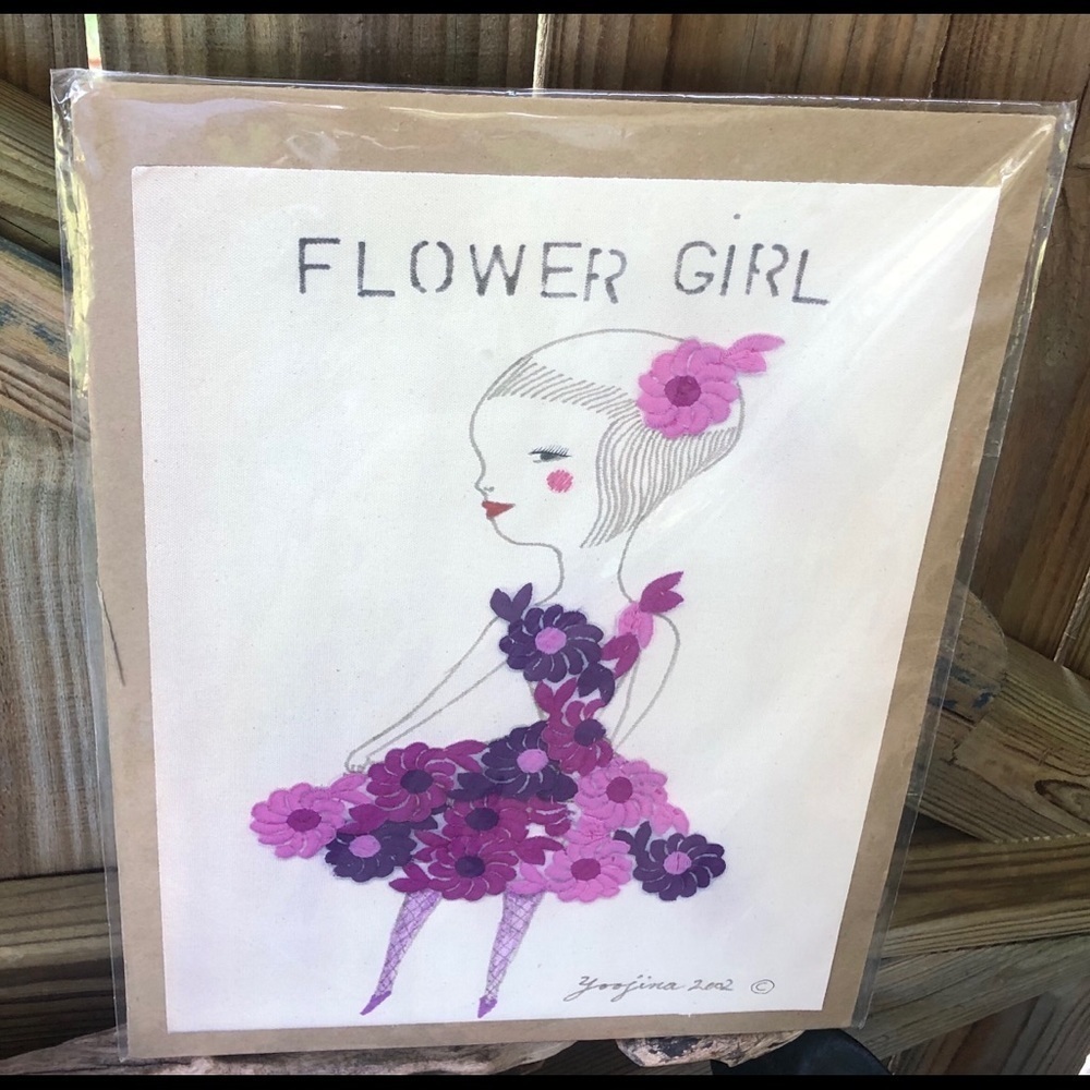 Vintage 2002 Flower Girl Art Print by Yoojina Purple & Pink Flower Dress & Hat